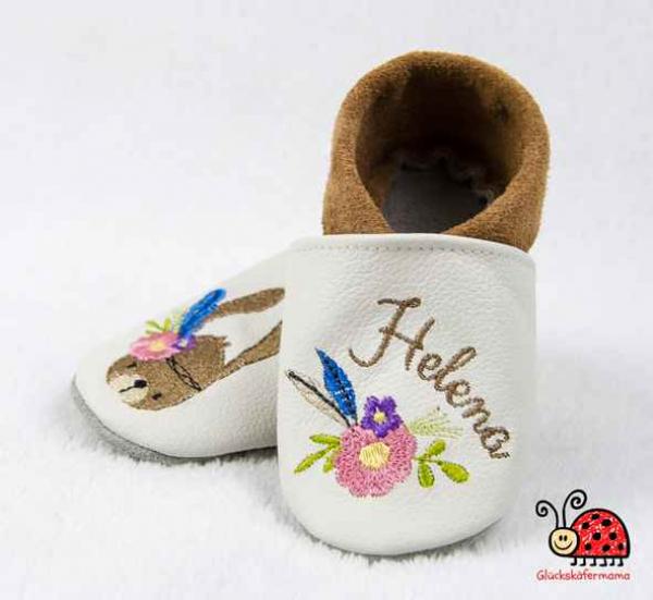 Krabbelschuhe "Boho-Hase"